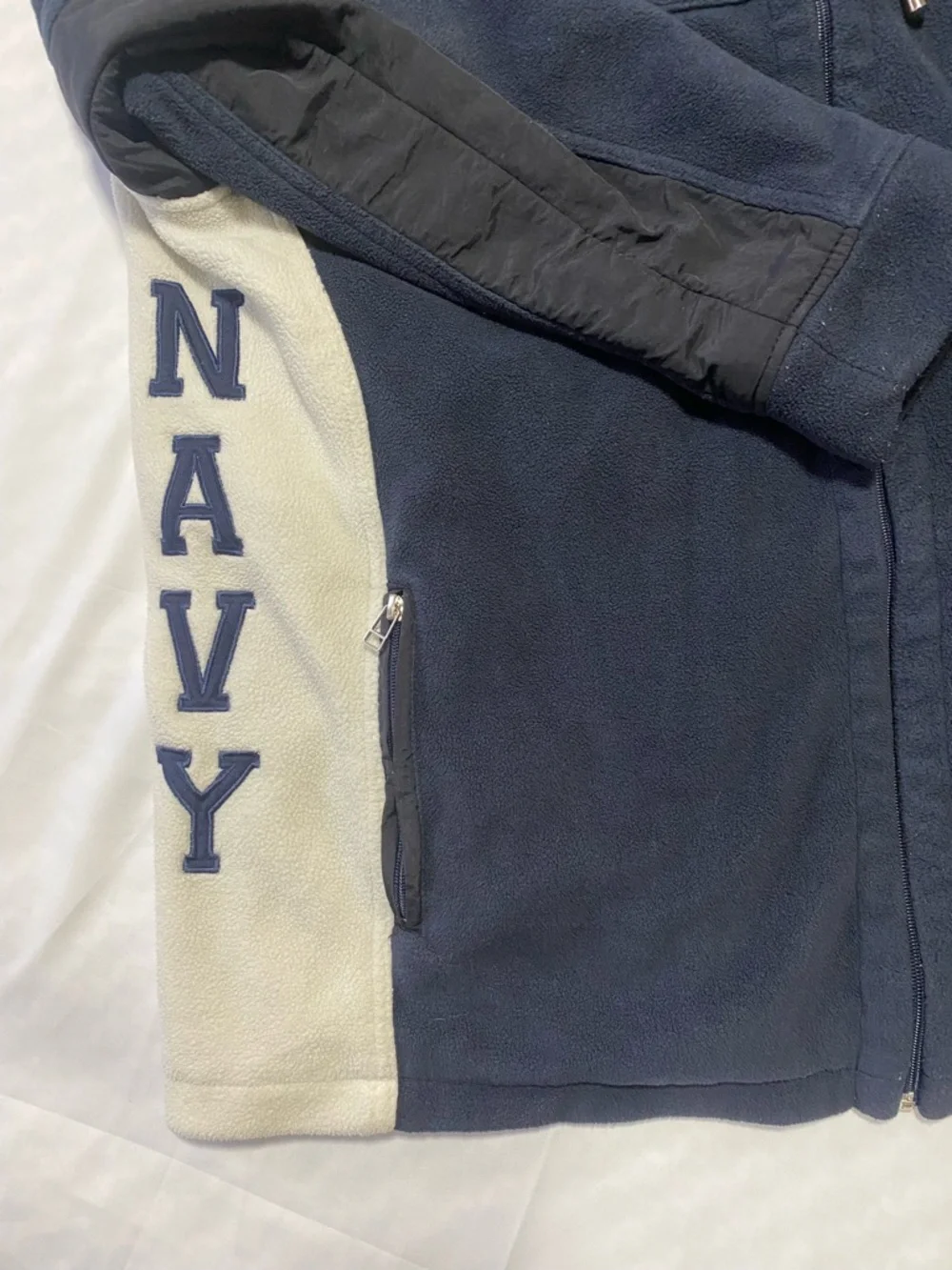 The Bradford Exchange Navy Hooded Military Fleece Jacket with U.S. Flag
